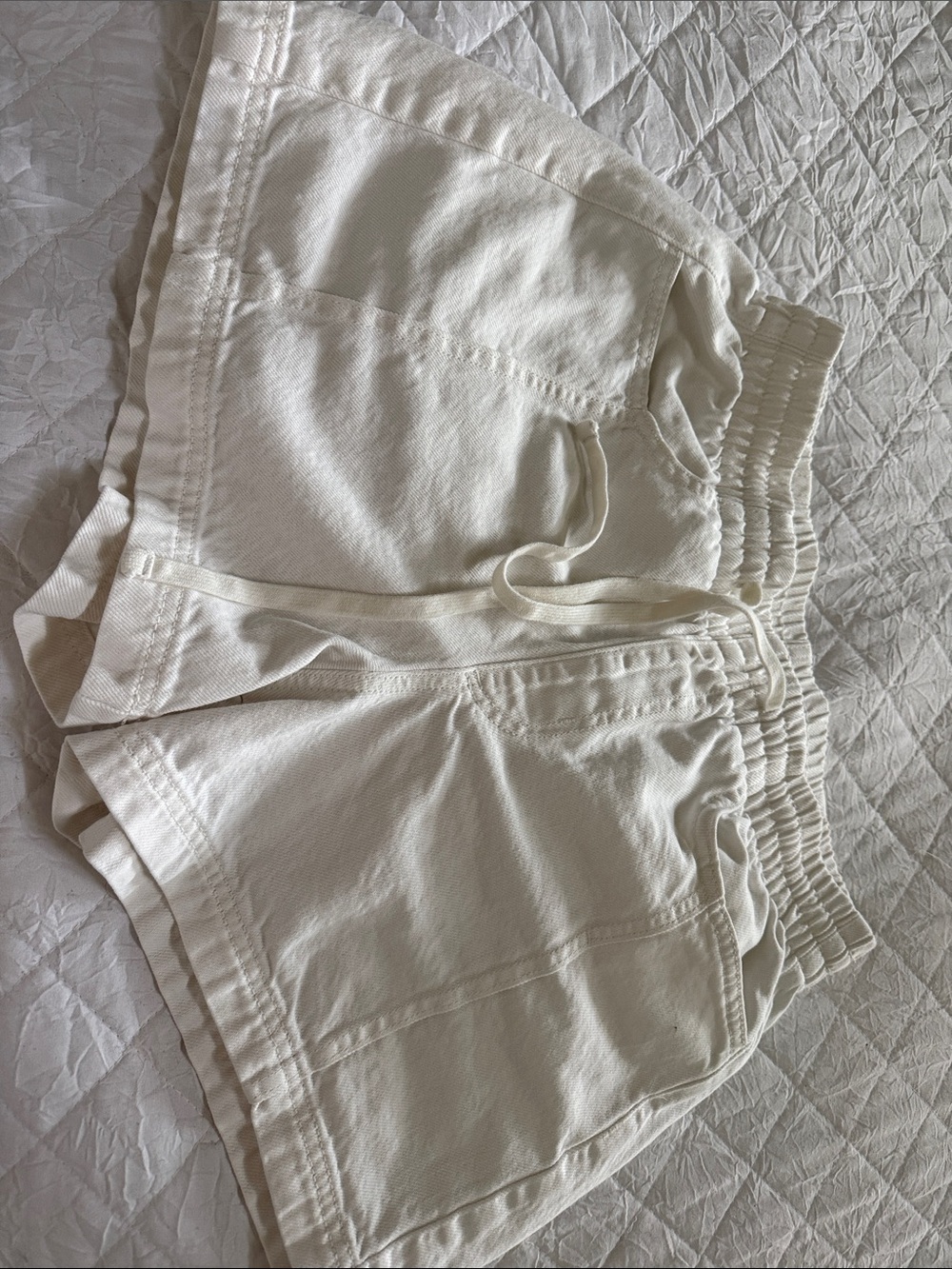 Women's Elastic Waist Cotton Shorts - White